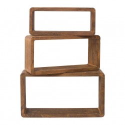 Set di 3 mensole design in legno scuro stile country - Mobili Rebecca