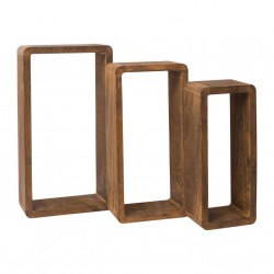 Rebecca Mobili 3er Set Schweberegale Holz dunkelbraun rechteckig Design 39x21x10