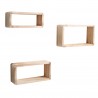 Rebecca Mobili Lot 3 Etagere Biblioteque Rectangle Bois Clair Vintage 39x21x10