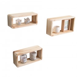 Set di 3 mensole design stile country in legno chiaro - Mobili Rebecca