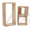 Mobili Rebecca Set 3 Shelving Unit Rectangle Cubes Light Brown Rustic 41x21x9