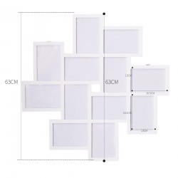 Mobili Rebecca Multi photo frame White 12 photo Wood Home 63x63x1,2