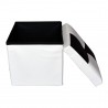 Mobili Rebecca Pouffe Ottoman Black White Faux Leather Modern 30x30x30