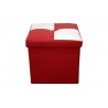 Mobili Rebecca® Pouf Coffre de Rangement Carre Synthétique Blanc Rouge Moderne Salon Chambre