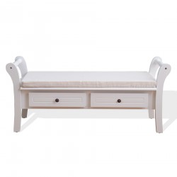 Mobili Rebecca Bench Seat 2 Drawers Pillow Wood White Classic 47,5x108,5x40