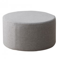 Pouf beige moderno rotondo e imbottito in tessuto - Mobili Rebecca