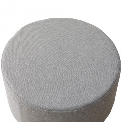 Pouf beige moderno rotondo e imbottito in tessuto - Mobili Rebecca