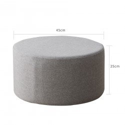 Rebecca Mobili Pouf Pouffe Plat Tissu Rond Gris Maison Vintage 25x45x45