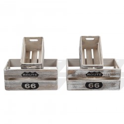 Set di 4 scatole in legno grigio in stile vintage - Mobili Rebecca