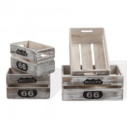 Set di 4 scatole in legno grigio in stile vintage - Mobili Rebecca