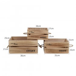 Set 3 scatole contenitori legno chiaro stile vintage - Mobili Rebecca