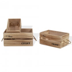 Set 3 scatole contenitori legno chiaro stile vintage - Mobili Rebecca