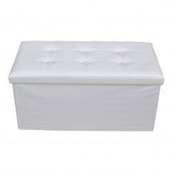 Pouf bianco portaoggetti, pouf contenitore ecopelle, pouf lungo imbottito salotto - RE4620 - Mobili Rebecca® Pouf Salvaspazio...