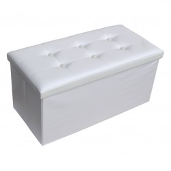 Mobili Rebecca® Pouf Coffre de rangement Banc Rectangle Blanc Stokage Design Salon Sejour