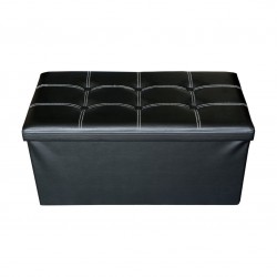 Mobili Rebecca® Pouf Coffre de rangement Banc Rectangle Noir Stokage Design Salon Sejour