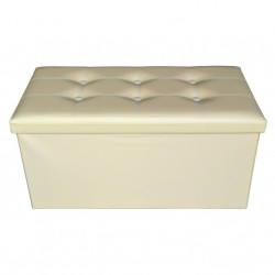 Pouf beige ecopelle, pouf contenitore portaoggetti, pouf lungo imbottito salotto - RE4622 - Mobili Rebecca® Pouf Salvaspazio ...