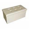 Pouf beige imbottito portaoggetti da salotto - Mobili Rebecca