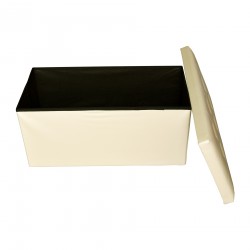 Puff acolchado organizador beige para sala de estar - Mobili Rebecca