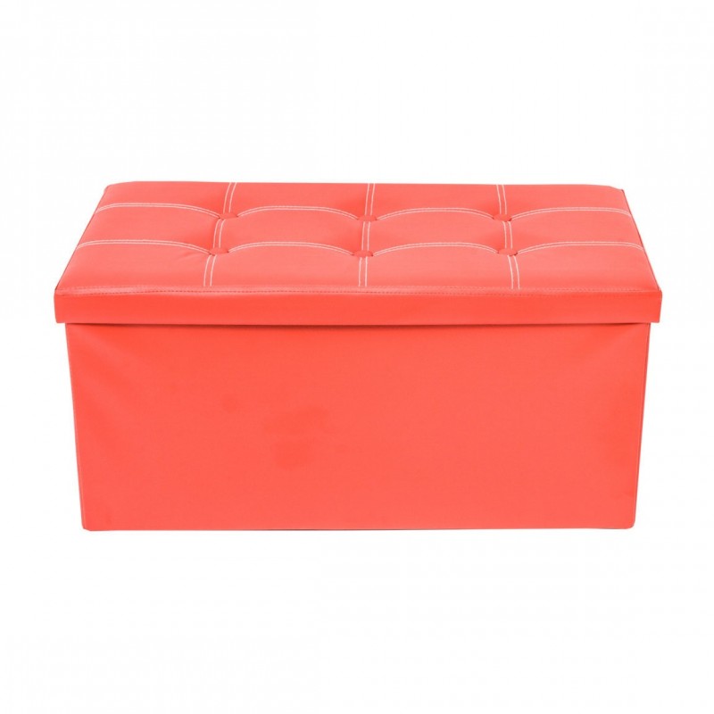 Mobili Rebecca® Pouf Coffre de rangement Banc Rectangle Rouge Stokage Design Salon Sejour