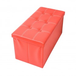 Mobili Rebecca® Pouf Coffre de rangement Banc Rectangle Rouge Stokage Design Salon Sejour