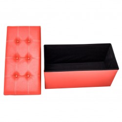 Mobili Rebecca® Pouf Coffre de rangement Banc Rectangle Rouge Stokage Design Salon Sejour