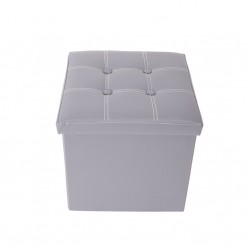 Mobili Rebecca® Ottoman footstool Pouffe Box Storage Cube Grey Faux Leather Living