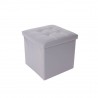 Mobili Rebecca Ottoman footstool Box Storage Cube Grey Faux Leather 30x30x30