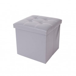 Mobili Rebecca Ottoman footstool Box Storage Cube Grey Faux Leather 30x30x30