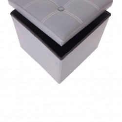 Mobili Rebecca Ottoman footstool Box Storage Cube Grey Faux Leather 30x30x30