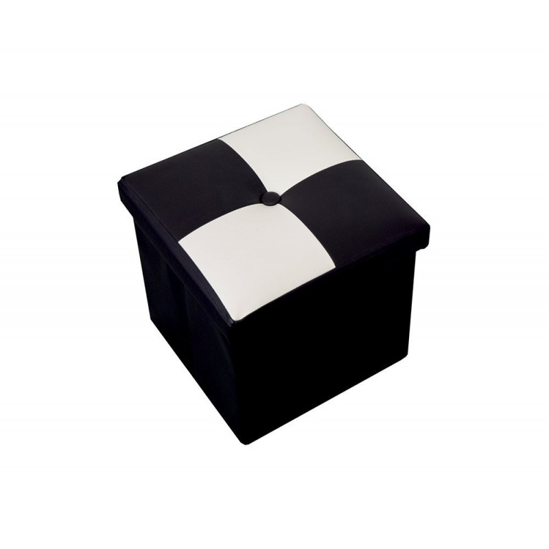 Pouf bicolore cubo imbottito, pouf nero e bianco moderno, poggiapiedi contenitore da salotto - RE4899 - Mobili Rebecca® Pouf ...