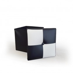 Pouf bicolore cubo imbottito, pouf nero e bianco moderno, poggiapiedi contenitore da salotto - RE4899 - Mobili Rebecca® Pouf ...