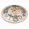 Rebecca Mobili Reloj de Pared Madera Azul Blanco Rustico Redondo 50x50x4,5