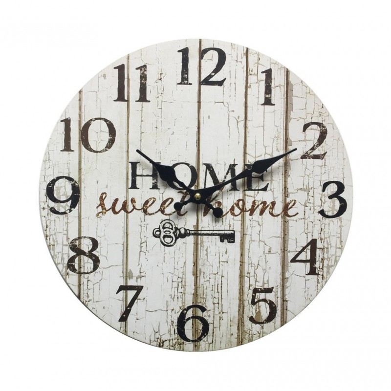 Mobili Rebecca® Orologio da Parete Orologi da Decorazione Legno Bianco Shabby