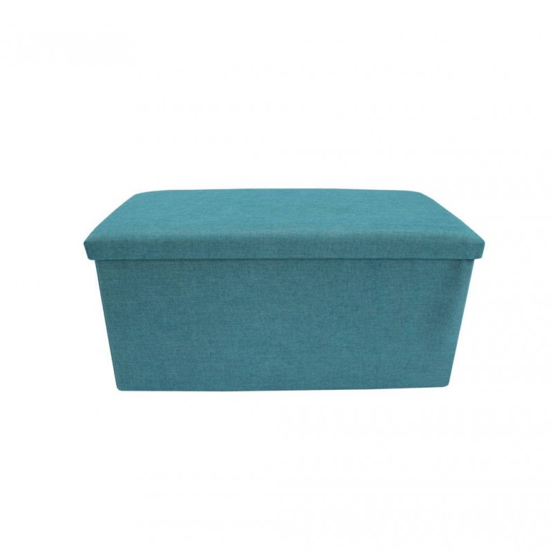 Mobili Rebecca® Puff Rettangolare Pouf Portaoggetti Azzurro Turchese Tessuto