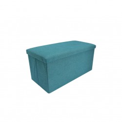 Mobili Rebecca® Puff Rettangolare Pouf Portaoggetti Azzurro Turchese Tessuto