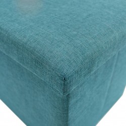 Mobili Rebecca® Puff Rettangolare Pouf Portaoggetti Azzurro Turchese Tessuto