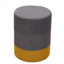 Gray and yellow padded round beanbag - Mobili Rebecca