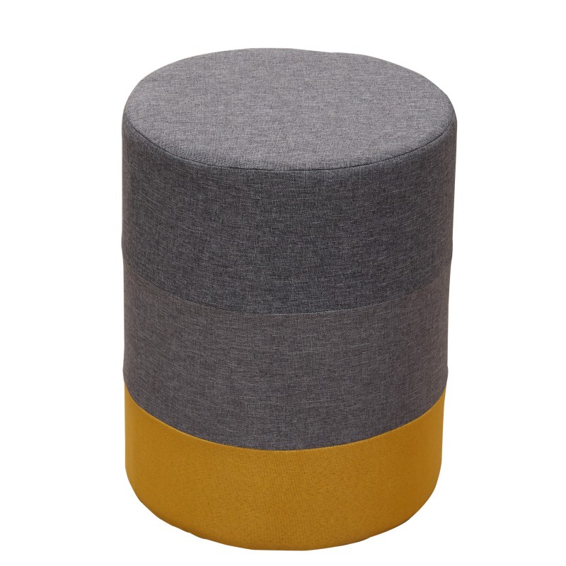 Tabouret rond rembourré gris et jaune - Mobili Rebecca