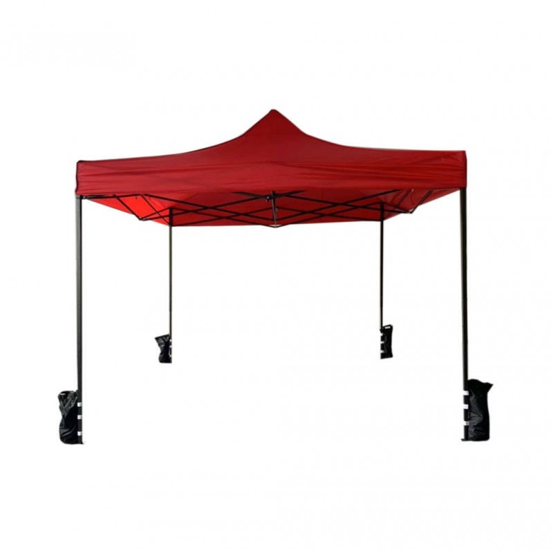 3 x 3 red folding gazebo with weights and case - RE6328 - Mobili Rebecca®