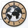 Rebecca Mobili Reloj de pared retro redondo Marrón Negro Mdf Analógico 50x50x4,5