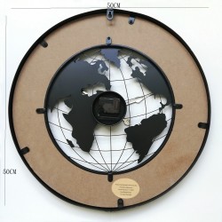 Rebecca Mobili Round Retro Wall Clock Brown Black Mdf Analog 50x50x4,5