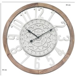 Rebecca Mobili Wall Clock Retro Wood White Room 55x55x5