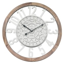 Rebecca Mobili Orologio Da Muro Retro Legno Bianco Sala 55x55x5