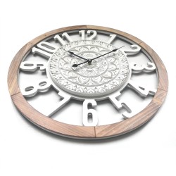 Rebecca Mobili Wall Clock Retro Wood White Room 55x55x5