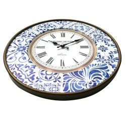 Rebecca Mobili Orologio Decorativo Metallo Bianco Blu Analogico 50x50x4,5