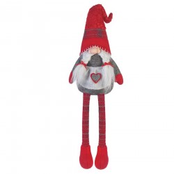 Rebecca Mobili Gnome Long Legs Elf Gray Red Fabric Christmas Idea 67x10x14