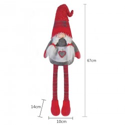 Rebecca Mobili Gnome Piernas largas Elf Gris Rojo Tela Navidad Idea 67x10x14