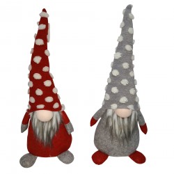 Rebecca Mobili 2 Elfos Gnomos Decorativos Paño rojo gris Decoración 48x20x14