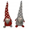 Rebecca Mobili Set de 2 Gnomes Elfes Décoratif Tissu Gris Rouge 48x20x14