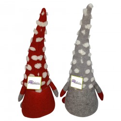 Rebecca Mobili Set de 2 Gnomes Elfes Décoratif Tissu Gris Rouge 48x20x14